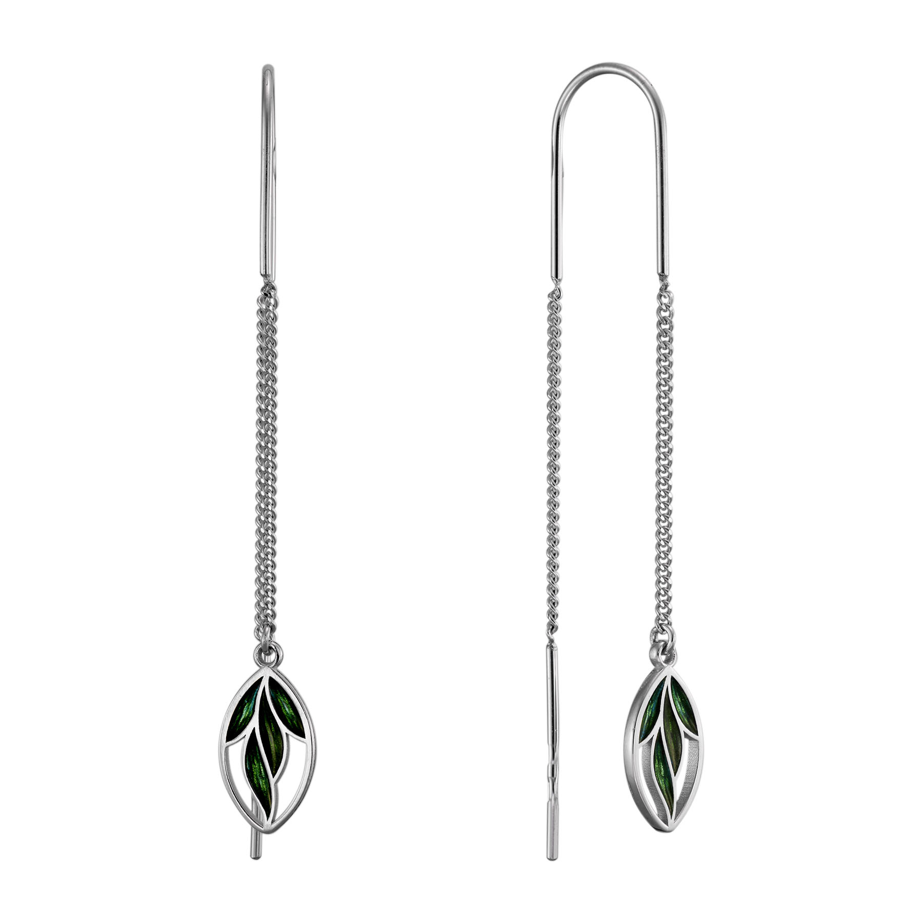 Серьги Листики с горячей эмалью